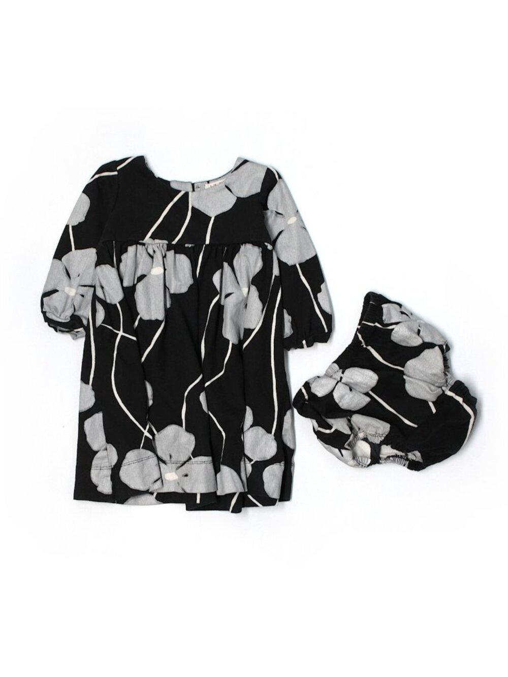 Girl Kit + Lili Black Gray Flower Dress Fall Winter Size 12/18  Months